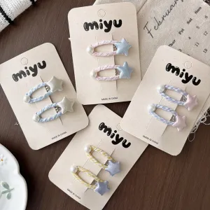 Kids Girls Fashion Cute Satin Star Hairpin 2pcs/Set