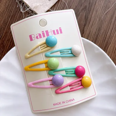 Kids Girls Fashion Cute Dropping Oil Candy Color Hairpin 6pcs/Set