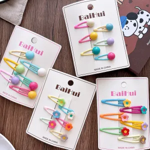 Kids Girls Fashion Cute Dropping Oil Candy Color Hairpin 6pcs/Set