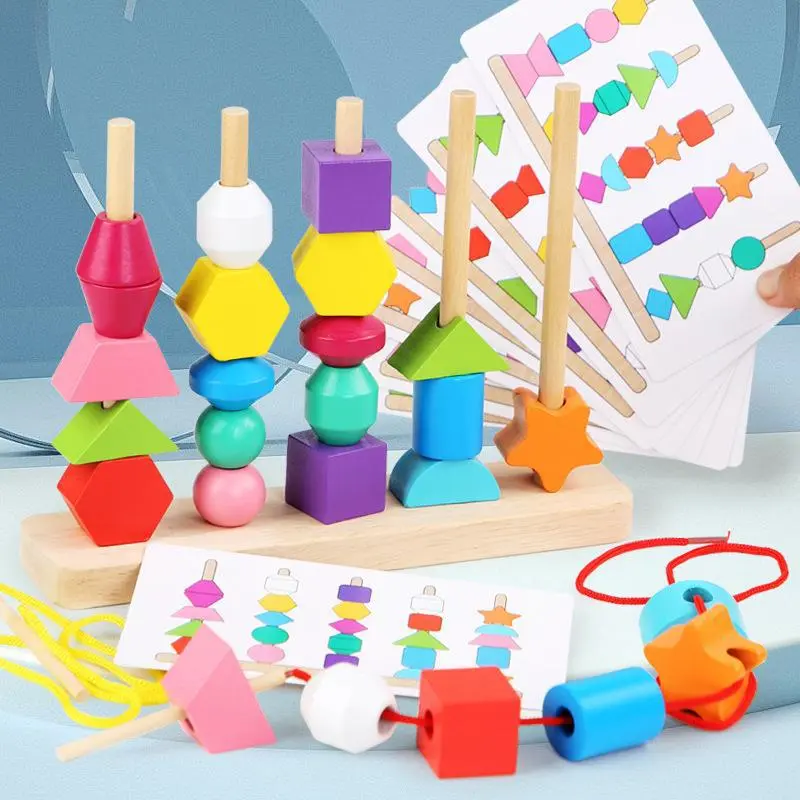 Kids Ce Montessori Wood Beads Sort Toy Set