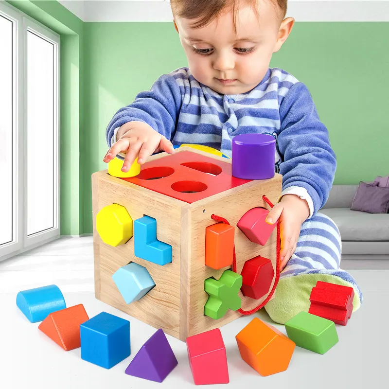 Kids Baby Boys And Girls Benefit Intelligence And Brainwork Wood Building Blocks Toys