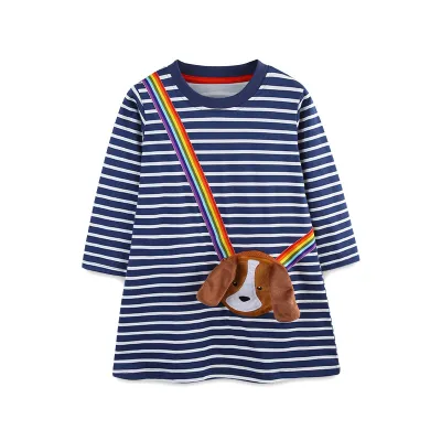 Kids Girls Fashion Casual Autumn Stripe Long Sleeve Loose Dress