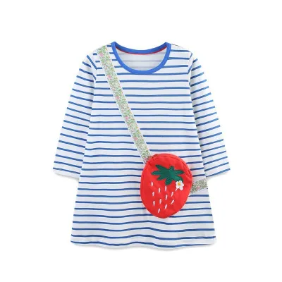 Kids Girls Fashion Casual Autumn Stripe Long Sleeve Loose Dress