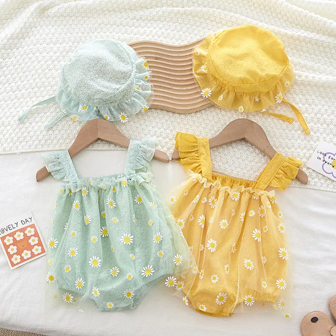 Kids Baby Girls Fashion Cute Summer Daisy Sleeveless Rompers