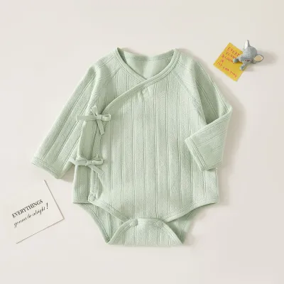 Kids Baby Boys And Girls Fashion Casual Spring Autumn Solid Color Cotton Long-Sleeve Rompers