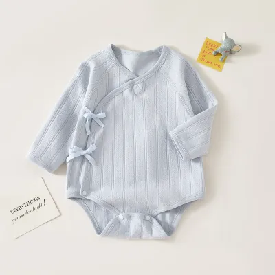 Kids Baby Boys And Girls Fashion Casual Spring Autumn Solid Color Cotton Long-Sleeve Rompers