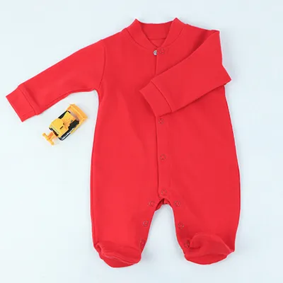 Kids Baby Boys And Girls Fashion Solid Color Cotton Long-Sleeve Rompers