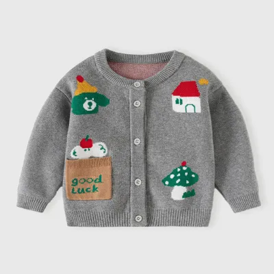 Kids Baby Boys And Girls Fashion Casual Autumn And Winter Animal Knitted Coat