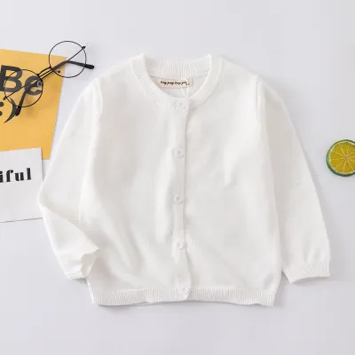 Kids Boys And Girls Fashion Casual Autumn Solid Color Long-Sleeve Knitted Cardigan
