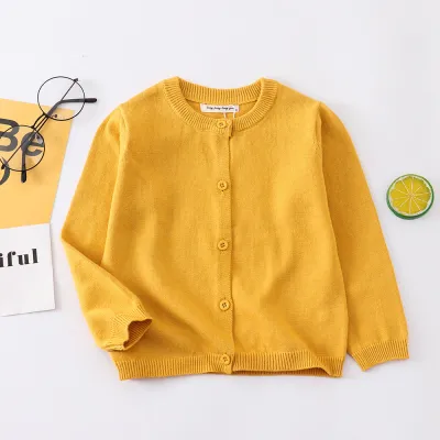 Kids Boys And Girls Fashion Casual Autumn Solid Color Long-Sleeve Knitted Cardigan