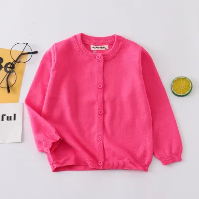 Kids Boys And Girls Fashion Casual Autumn Solid Color Long-Sleeve Knitted Cardigan