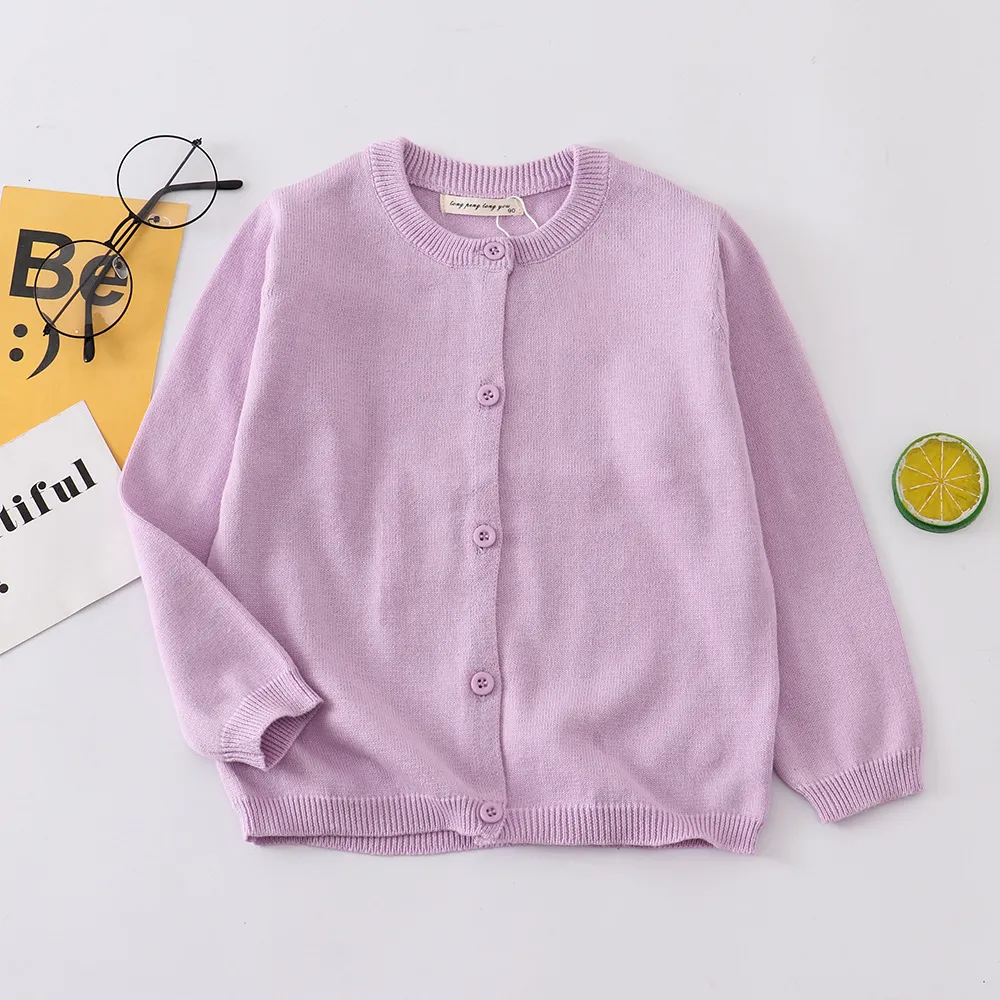 Kids Boys And Girls Fashion Casual Autumn Solid Color Long-Sleeve Knitted Cardigan