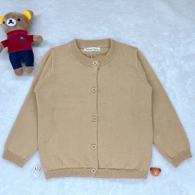 Kids Boys And Girls Fashion Casual Autumn Solid Color Long-Sleeve Knitted Cardigan