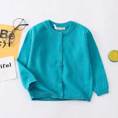 Kids Boys And Girls Fashion Casual Autumn Solid Color Long-Sleeve Knitted Cardigan