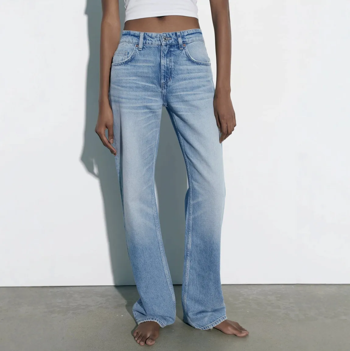 Women Fashion Casual Spring And Summer Loose Straight Jeans