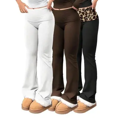 Women Fashion Casual Summer Solid Color High-Rise Micro-Elastic Slim-Fit Pants