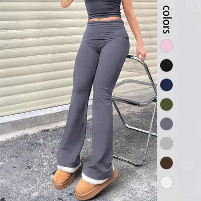 Women Fashion Casual Summer Solid Color High-Rise Micro-Elastic Slim-Fit Pants