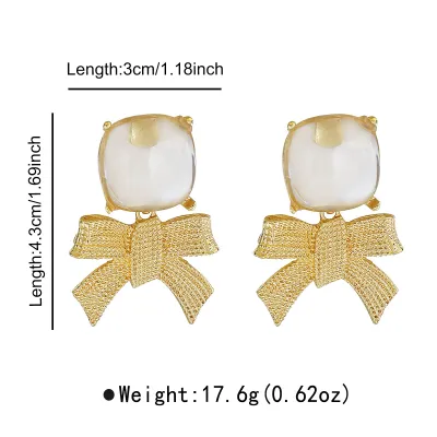 Women Fashion Retro Texture Bow Earrings