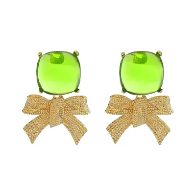 Women Fashion Retro Texture Bow Earrings