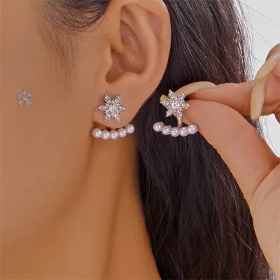 Women Fashion Zirconium Snow Tassel Earrings
