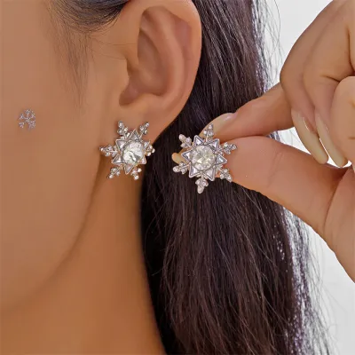 Women Fashion Zirconium Snow Tassel Earrings
