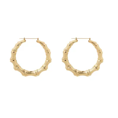 Women Fashion Simple Exaggerated Bamboo Big Circle Earrings