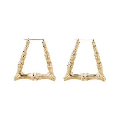 Women Fashion Simple Exaggerated Bamboo Big Circle Earrings