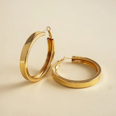 Women Fashion Simple Metal Circle Geometric Silver Pin Earrings