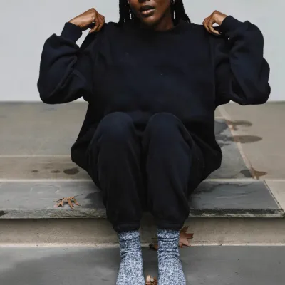 Women Fashion Casual Simple Autumn Solid Color Half-High Collar Long-Sleeve Loose Sweatshirt