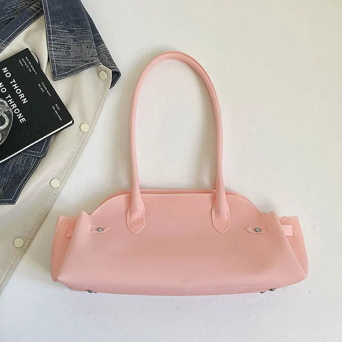 Women Fashion Casual Simple Solid Color Pvc Shoulder Bag