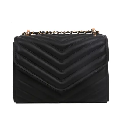 Women Fashion Casual Simple Solid Color Chain Square Shoulder Bag