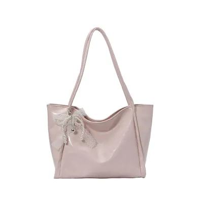 Women Fashion Casual Simple Solid Color Large Capacity Shoulder Bag