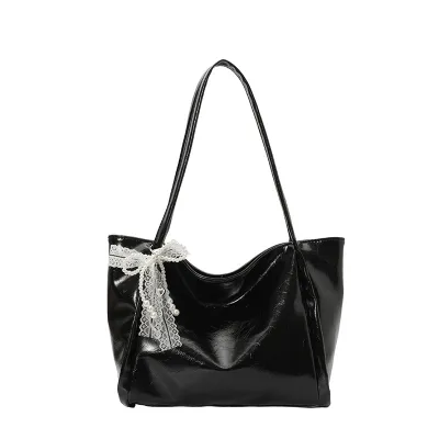 Women Fashion Casual Simple Solid Color Large Capacity Shoulder Bag