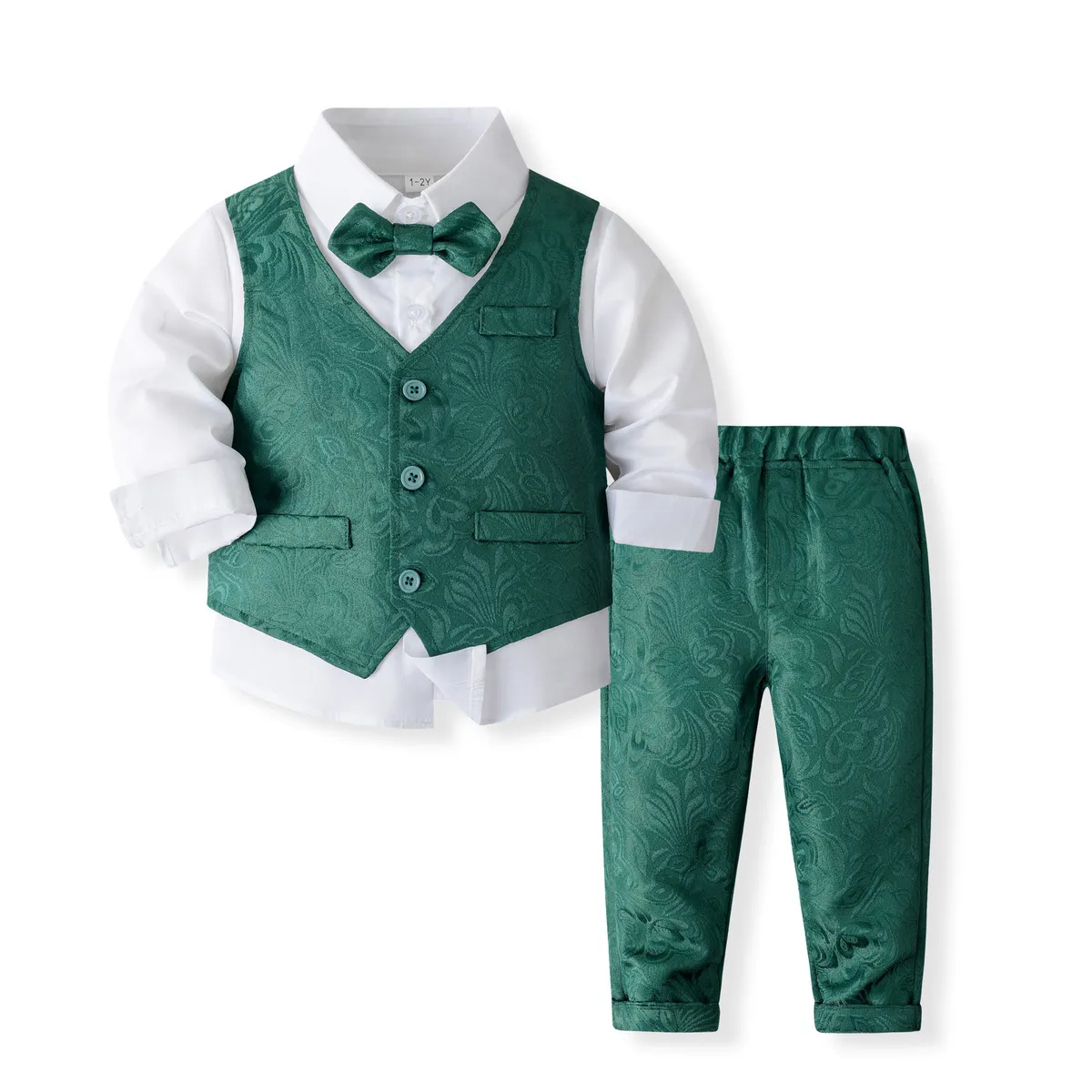 Kids Boys' Fashion Spring British Style Long-Sleeve Shirt Vest Pants Three-Piece Set