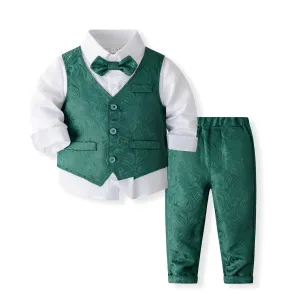 Kids Boys' Fashion Spring British Style Long-Sleeve Shirt Vest Pants Three-Piece Set