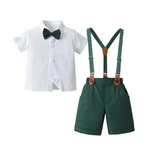 Kids Boys Fashion Casual Short-Sleeve T-Shirt Overalls Two-Piece Set