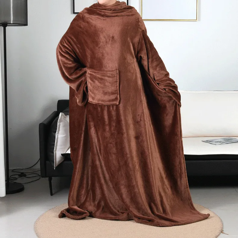Fashion Casual Autumn And Winter Solid Color Long Sleeve Flannel Thickened Loose Pajamas