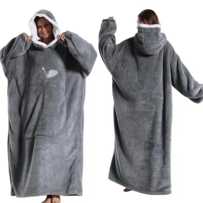 Women Fashion Solid Color Flannel Cold-Proof Long-Sleeve With Hat Pajamas