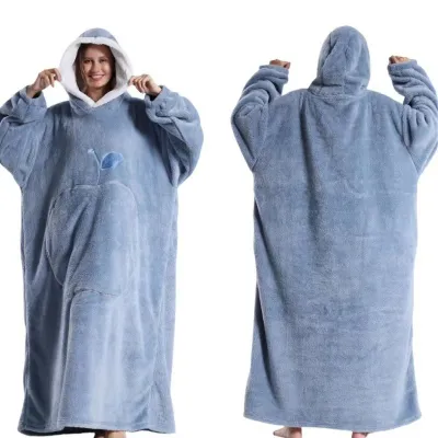 Women Fashion Solid Color Flannel Cold-Proof Long-Sleeve With Hat Pajamas