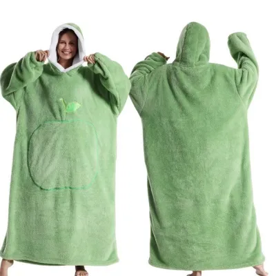 Women Fashion Solid Color Flannel Cold-Proof Long-Sleeve With Hat Pajamas