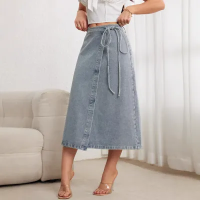 Women Fashion Tether Denim Skirt