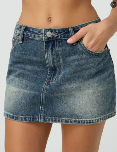 Women Casual Stretch Washed Denim Skirt
