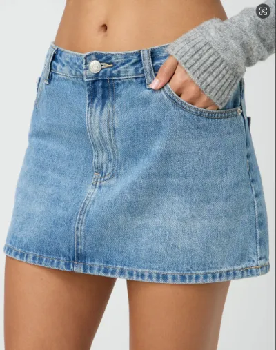 Women Casual Stretch Washed Denim Skirt