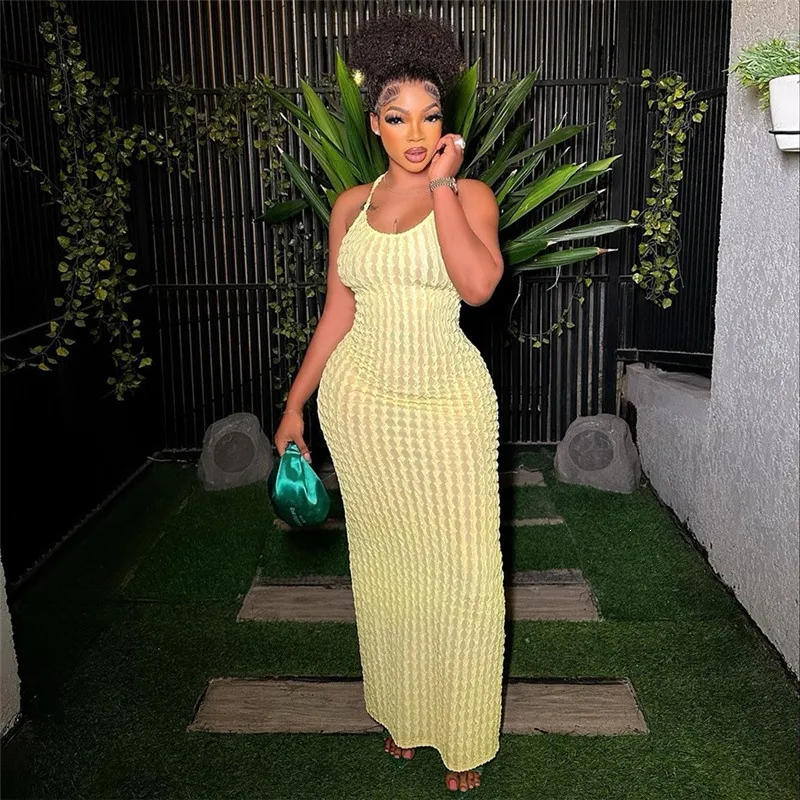 Women Sexy Solid Backless Maxi Dress