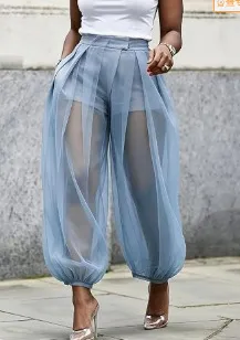 Women Fashion Mesh Perspective Loose Bloomers
