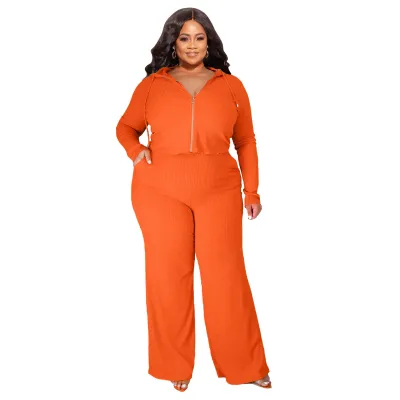 Women Fashion Casual Plus Size Solid Color High Elastic Camisole Long-Sleeve Hoodies Pants Three-Piece Set