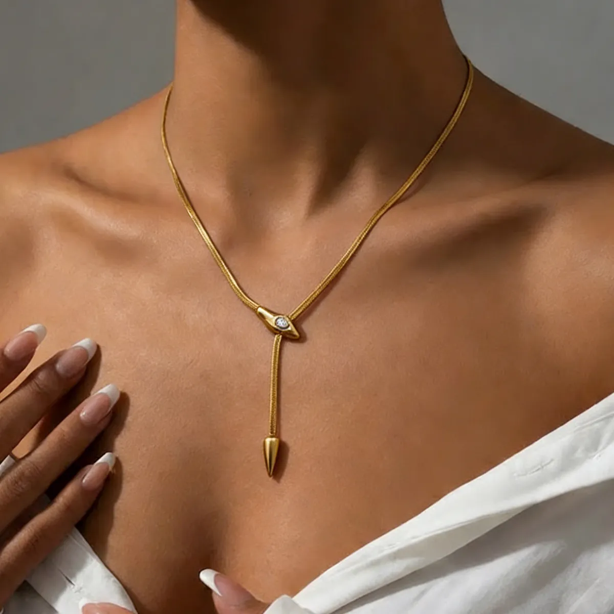 Women Fashion Sexy Stainless Steel Snake Necklace