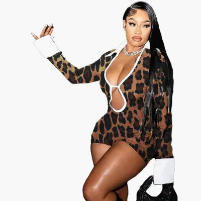 Women Fashion Sexy Color Contrast Lapel Long-Sleeve Hollow-Out Backless Slim-Fit Rompers