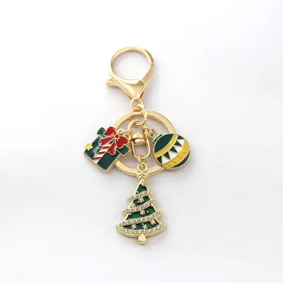 Christmas Fashion Santa Snowflake Christmas Tree Alloy Cartoon Pendant Keychain