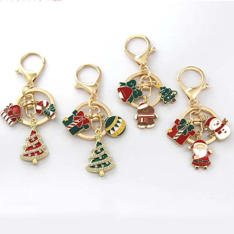 Christmas Fashion Santa Snowflake Christmas Tree Alloy Cartoon Pendant Keychain
